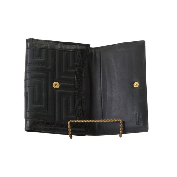 Authentic Versace Genuine Black Leather Trifold Wallet with Medusa Medallion - Picture 4 of 12